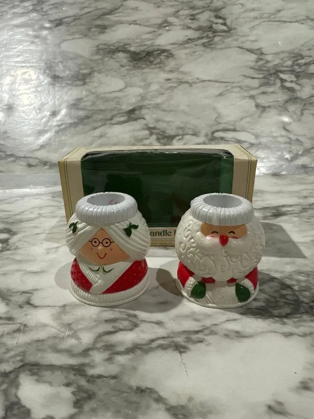 Vintage Hallmark Santa and Mrs. Claus candleholders